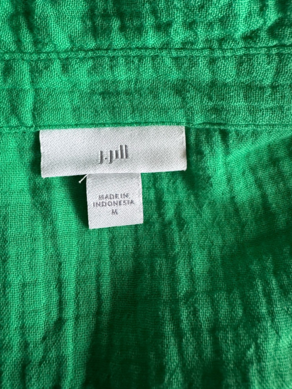 J. Jill Vibrant Green Button-Front Gauze Shirt - Picture 3 of 9
